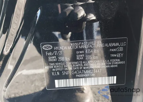 2021 Hyundai Sonata Se из США, поврежденный, VIN 5NPEG4JA7MH123447